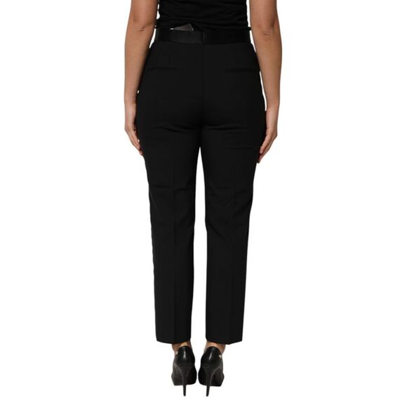 Dolce & Gabbana Black Wool HighWaist Tapered Trouser Women's Pants